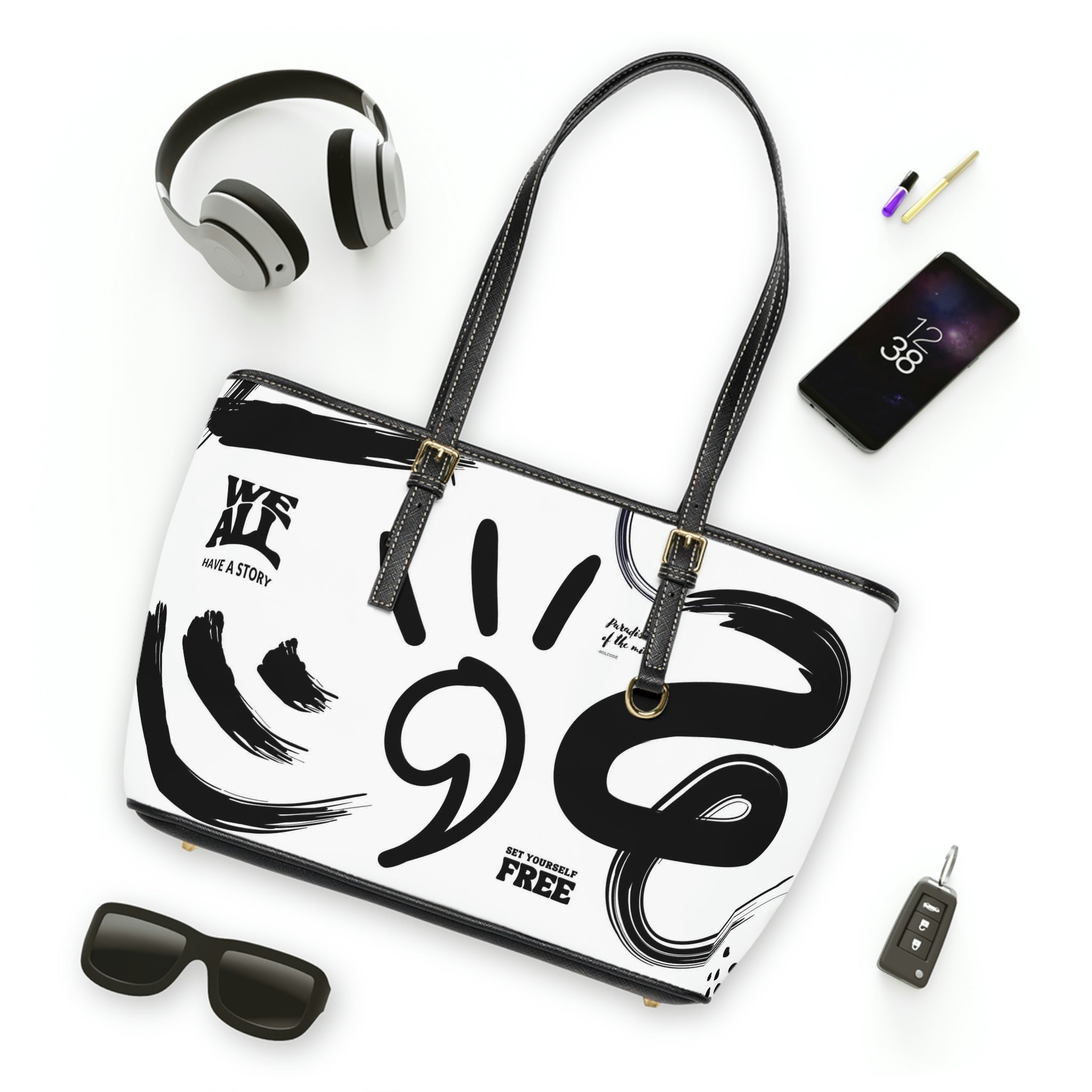 We're All Connected Vegan Leather Shoulder Bag
