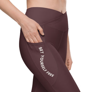 Deep Nude SYF Crossover leggings with pockets